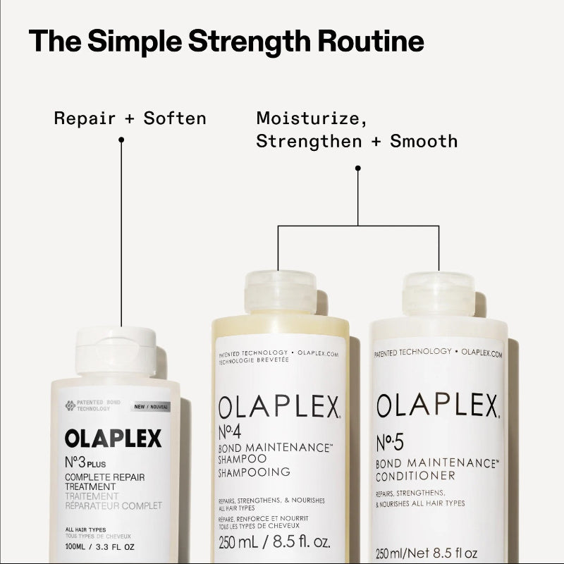 3 best selling Olaplex haircare products as the simple strength routine for repair, soften, moisturize, strengthen and smooth hair