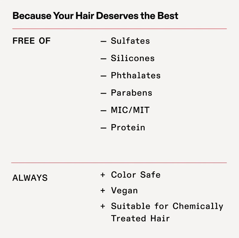 List of Olaplex haircare product features free of sulfates and parabens and always color safe, vegan and suitable for chemically treated hair