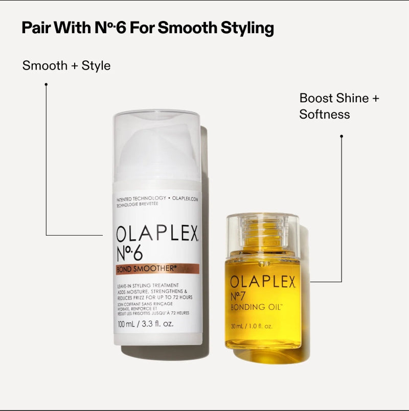 Olaplex No. 6 Bond Smoother and Olaplex No.7 bonding oil for smooth styling