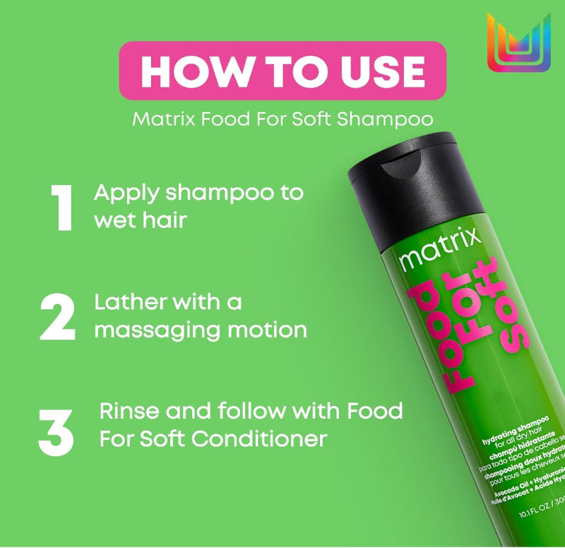 how to use instruction for Matrix Food For Soft hydrating shampoo