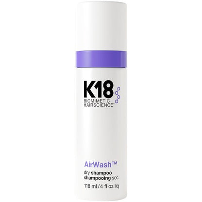 K18 AirWash dry shampoo bottle on a white background