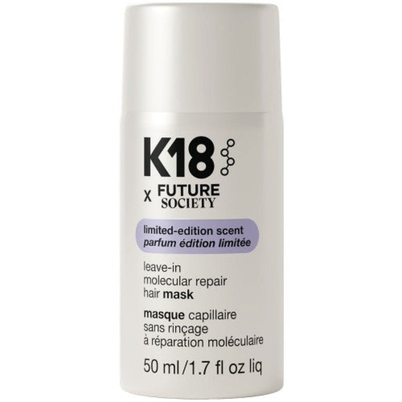K18 Future Society hair mask bottle on a white background