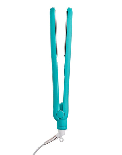 Turquoise hair straightener on a white background