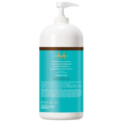 2l Moroccanoil hydrating shampoo with a pump on a white background