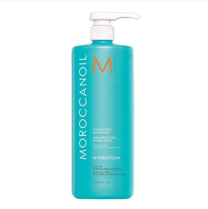 Moroccanoil 34z best value size with a pump on a white background