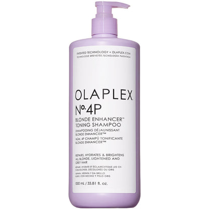 Olaplex No. 4P Blonde Enhancer Toning Shampoo old package bottle on a white background
