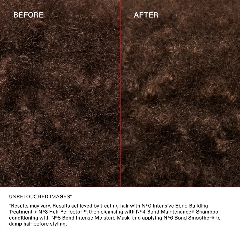 a model using Olaplex intense moisture mask and bond smoother for softer less breakage hair results
