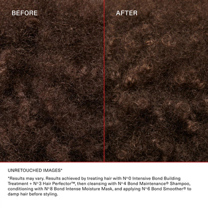 a model using Olaplex intense moisture mask and bond smoother for softer less breakage hair results