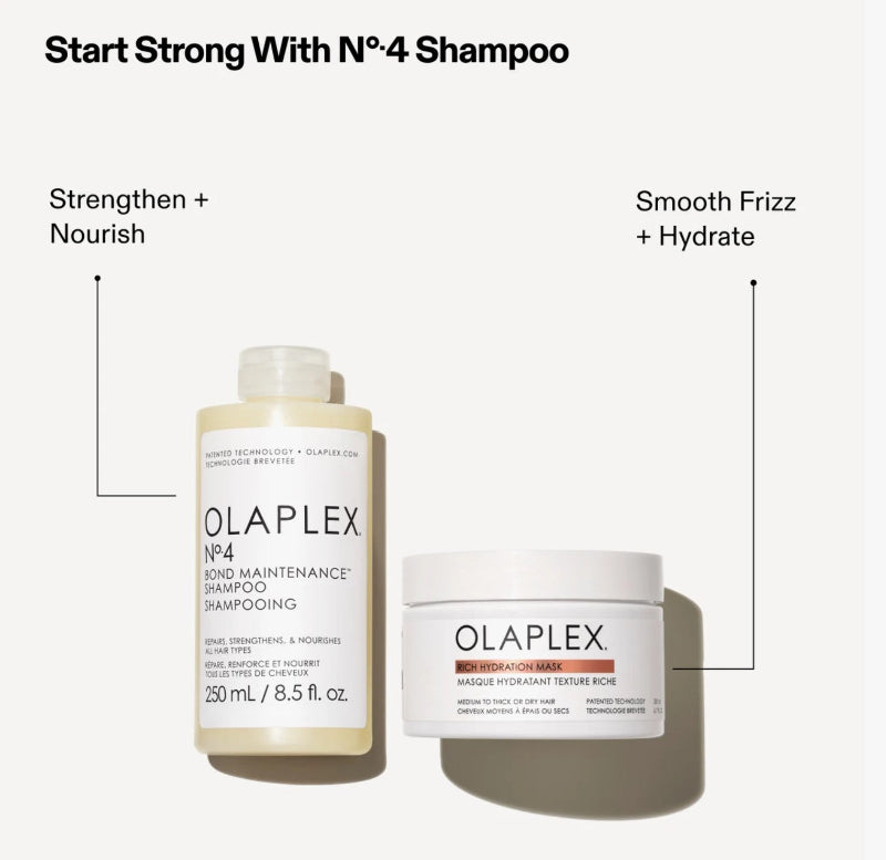 Olaplex No.4 Shampoo and Mask on a white background
