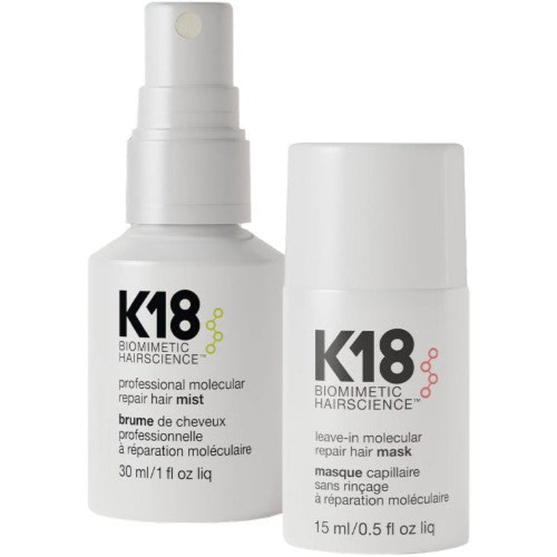 K18 Biomimetic Hairscience hair care products on a white background