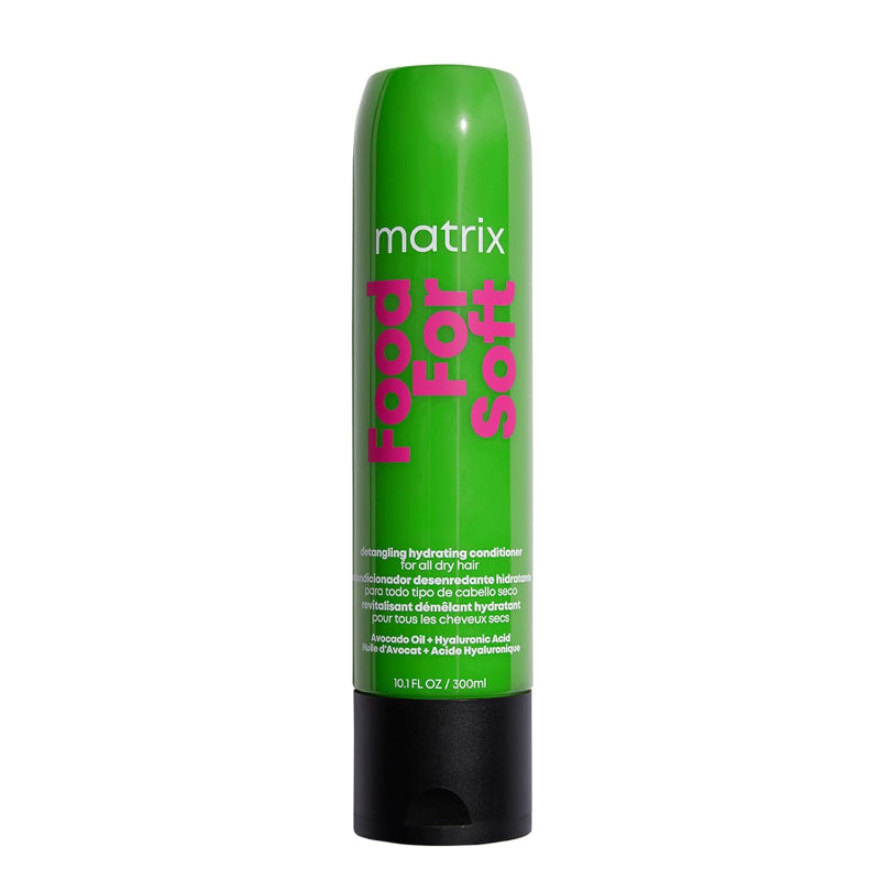 Green bottle of Matrix Food For Soft conditioner small size on a white background